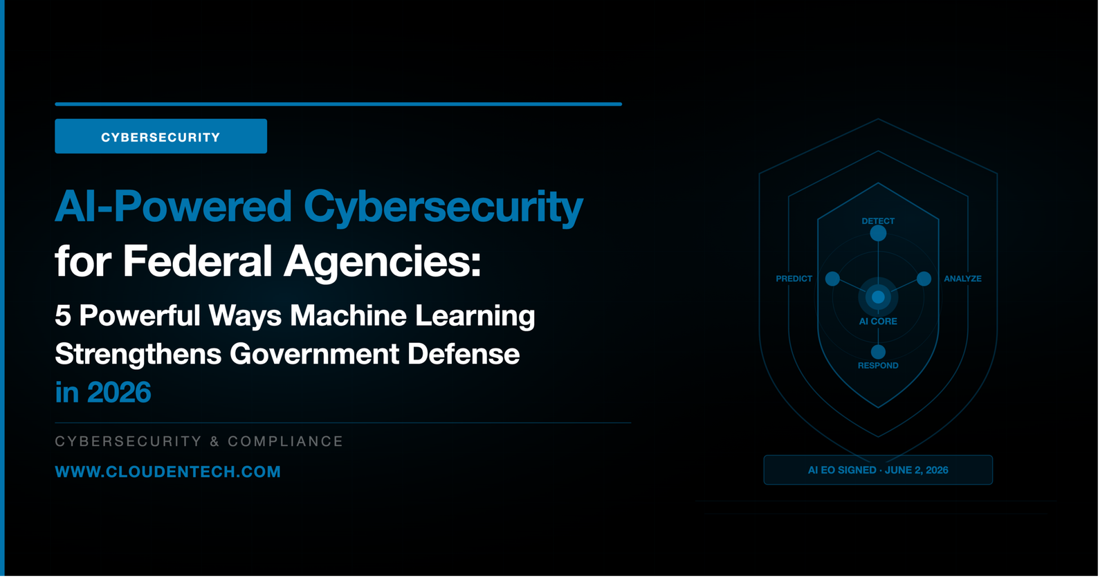 AI-powered cybersecurity federal agencies 2026 — ClouDen Technologies cybersecurity blog on machine learning defense and the June 2026 AI Executive OrderAI-powered cybersecurity federal agencies 2026 — ClouDen Technologies cybersecurity blog on machine learning defense and the June 2026 AI Executive Order